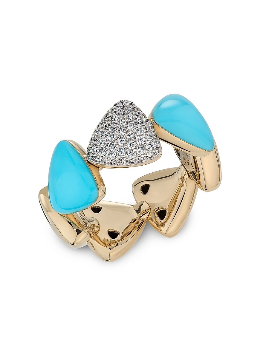 Women's Freccia Endless 18K White Gold & Multi-Stone Ring - White Gold - Size 7.25