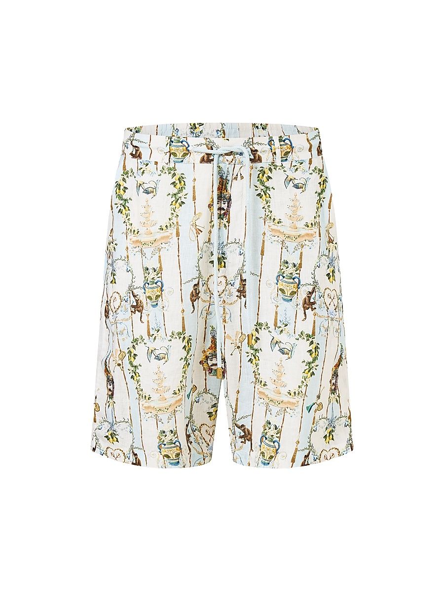 Men's Camilla x White Lotus Printed Linen Shorts - Venus On A Vespa Sicilysl - Size Medium
