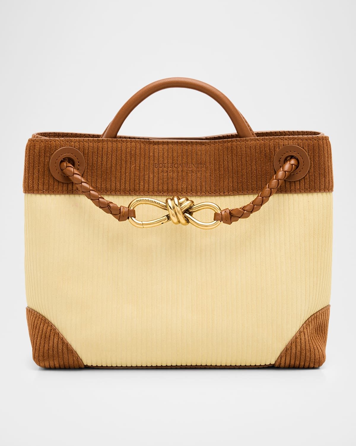 Two-Tone Suede Top-Handle Bag