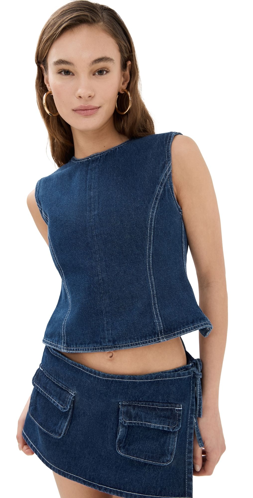 Lioness Countryside Top Blue Denim XXL