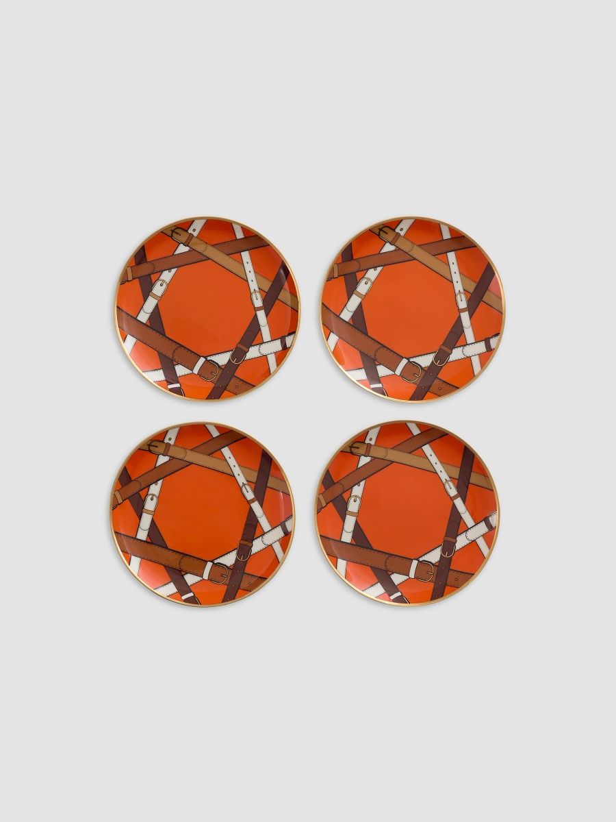 Jonathan Adler Saville 4-Piece Porcelain Small Plate Set - Orange
