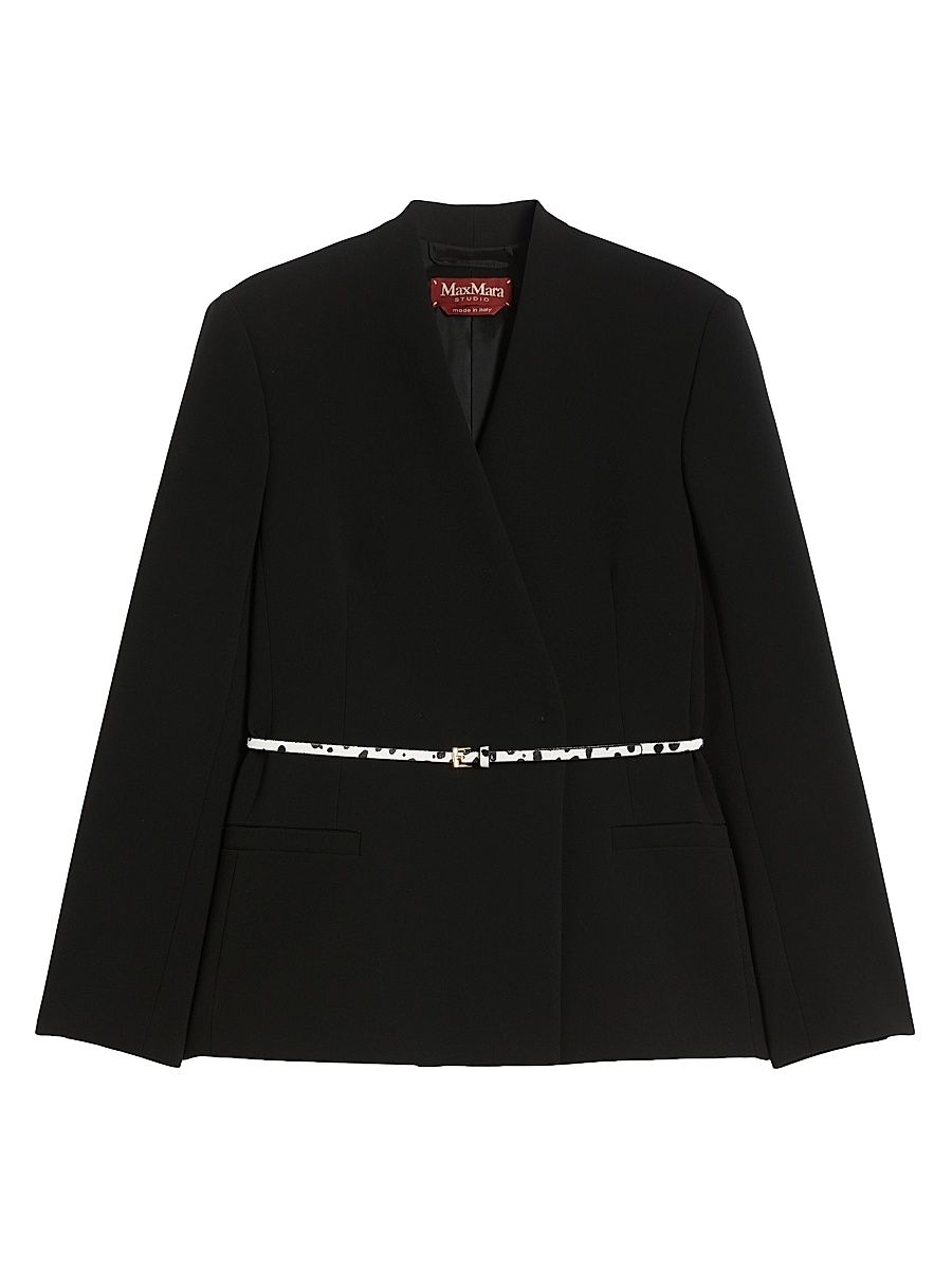 Women's Double Breasted Cady Jacket with Belt - Black - Size 14