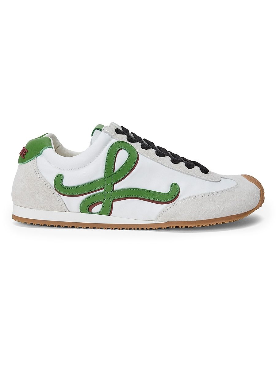 Women's LOEWE x Louis Wain Ballet Runner 2.0 Low-Top Leather Sneakers - White Grass Green Dark Orange - Size 12