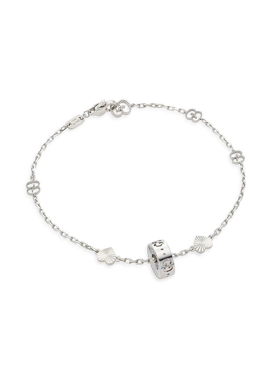 Women's Icon 18K White Gold Heart Bracelet - White Gold