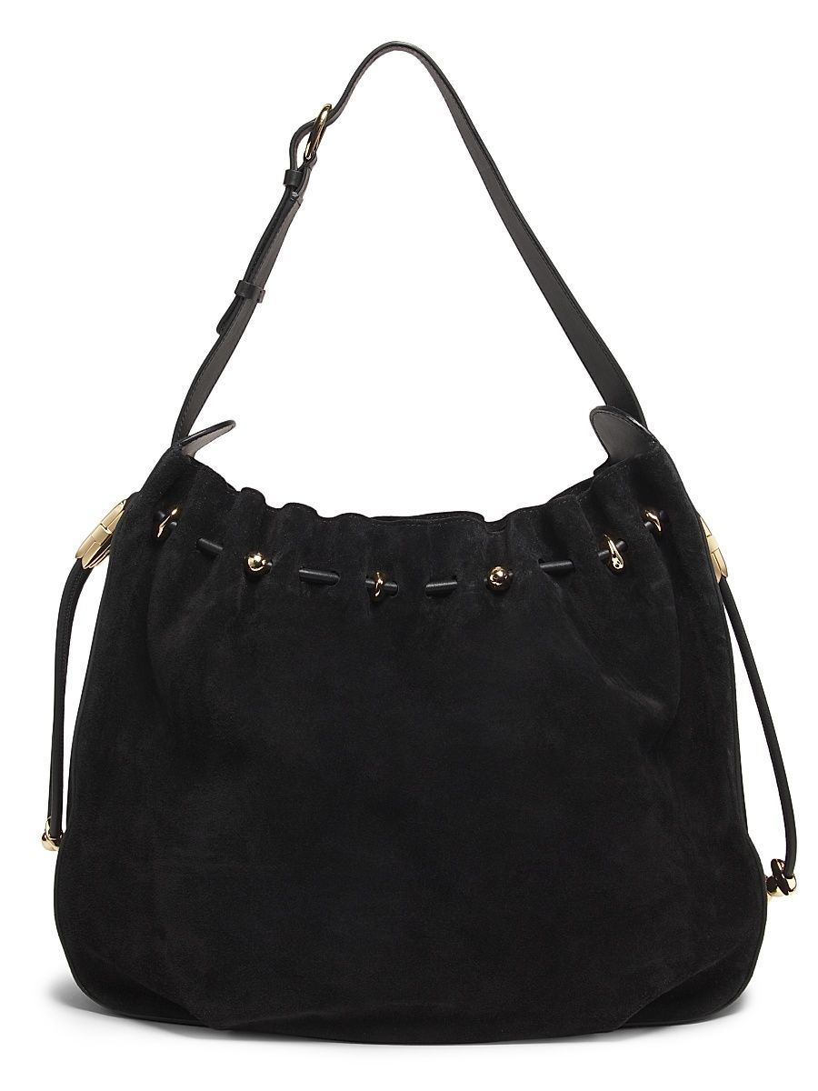 Women's Large Halcyon Leather Bucket Bag - Black