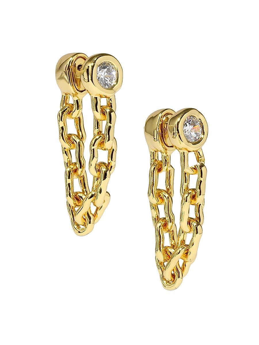Women's Asterales 14K-Gold-Plated & Cubic Zirconia Chain Drop Earrings - Gold