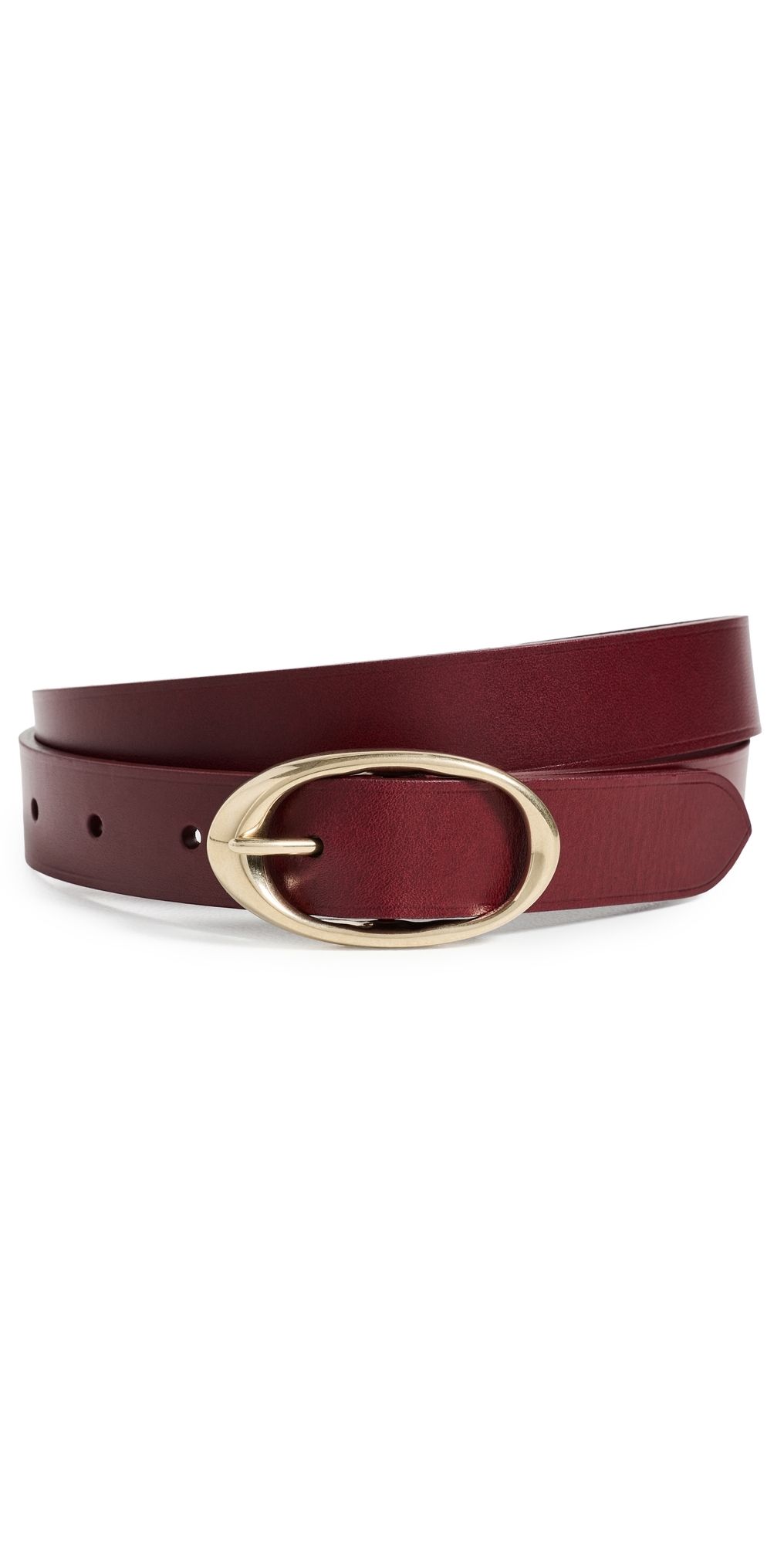TWP Narrow Leather Belt Burgundy 80