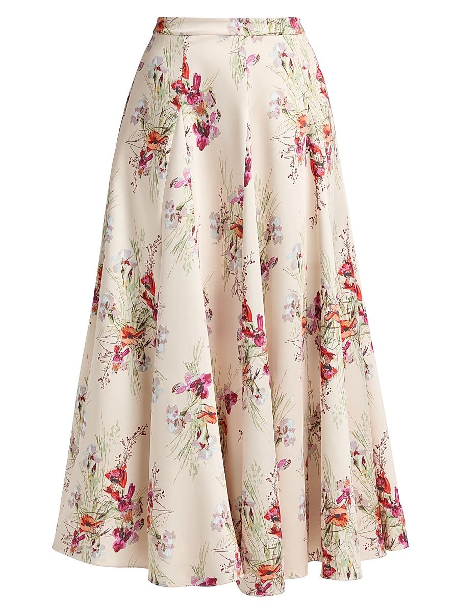 Women's Hilda Iris Bouquet Midi-Skirt - Oatmilk Multi - Size 14