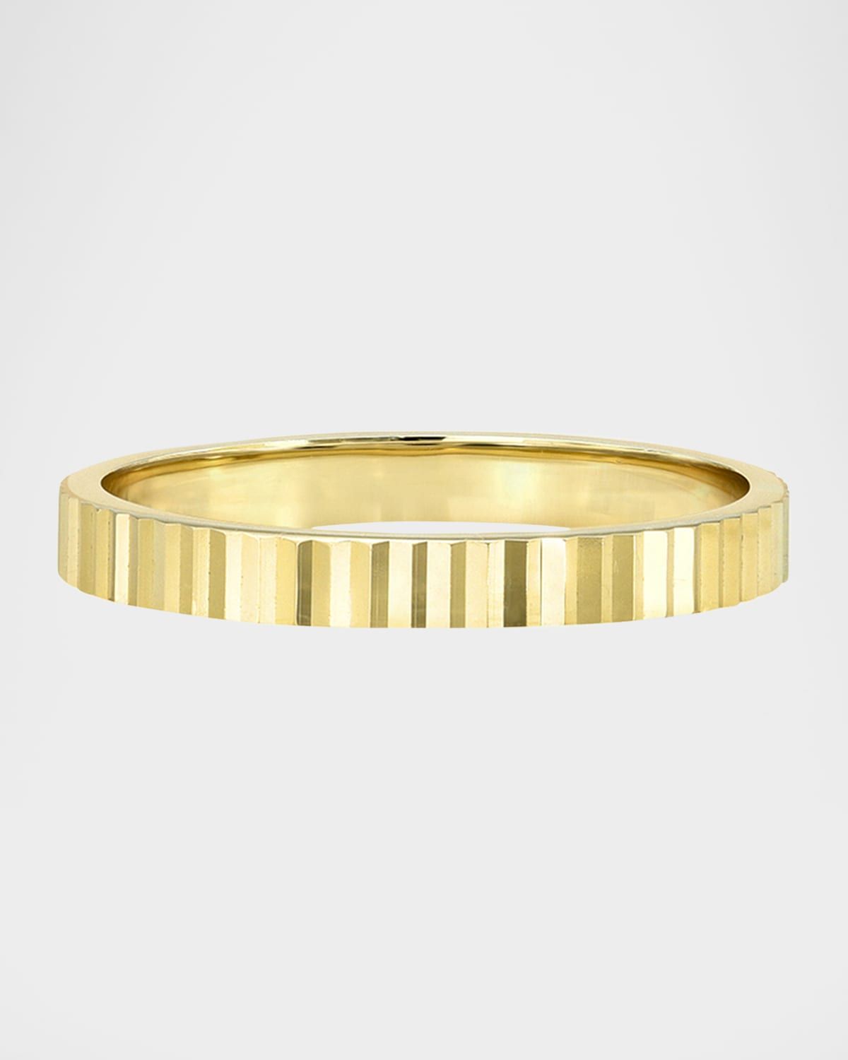 14K Yellow Gold Thin Notched Ring, Size 7