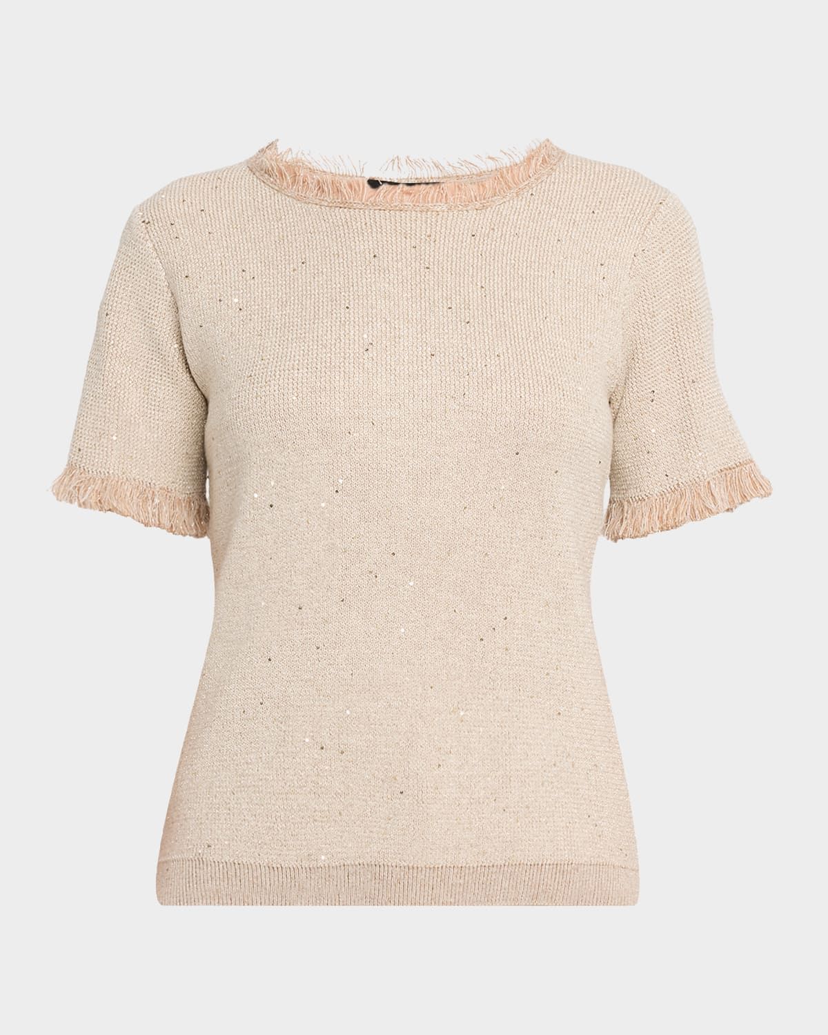 Kate Fringe-Trim Sequin Knit Sweater