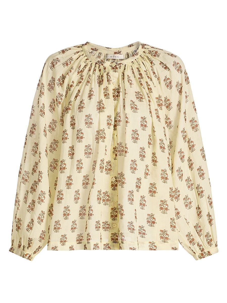 Women's Jonie Floral Cotton Top - Dandelion Grove - Size Large