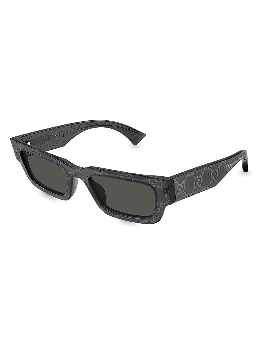 Men's Gucci Miami 52MM Rectangle Sunglasses - Grey
