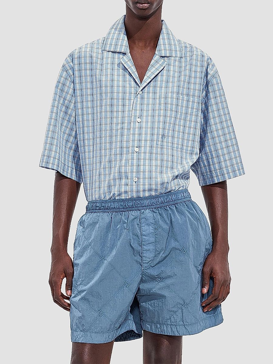 Men's Intrecciato Crinkled Swim Shorts - Utility Blue - Size XL