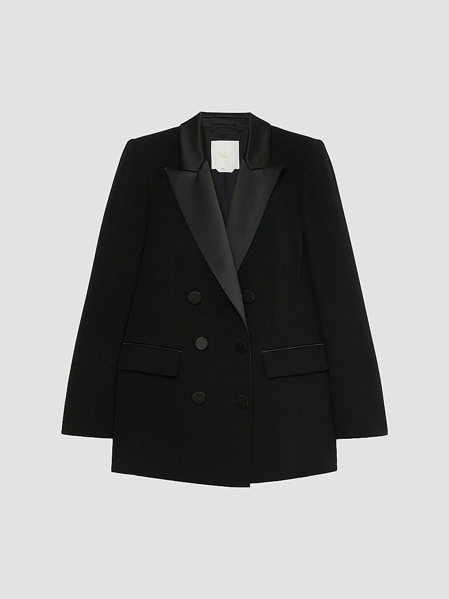 Marina Rinaldi Women's Satin Detail Cady Blazer Jacket - Black - Size 18