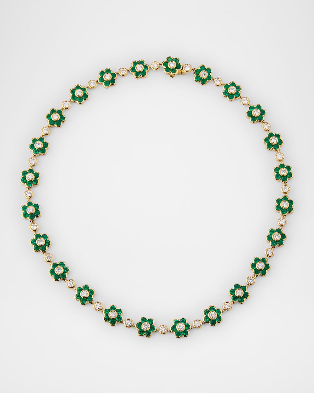18K Yellow Gold Colombian Emerald and Diamond Flora Choker