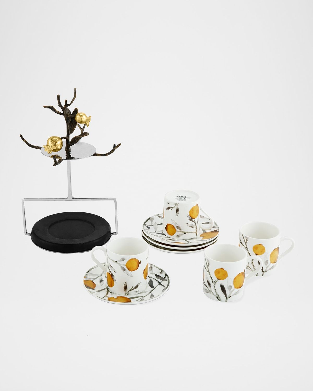 Pomegranate Demitasse Set with Stand