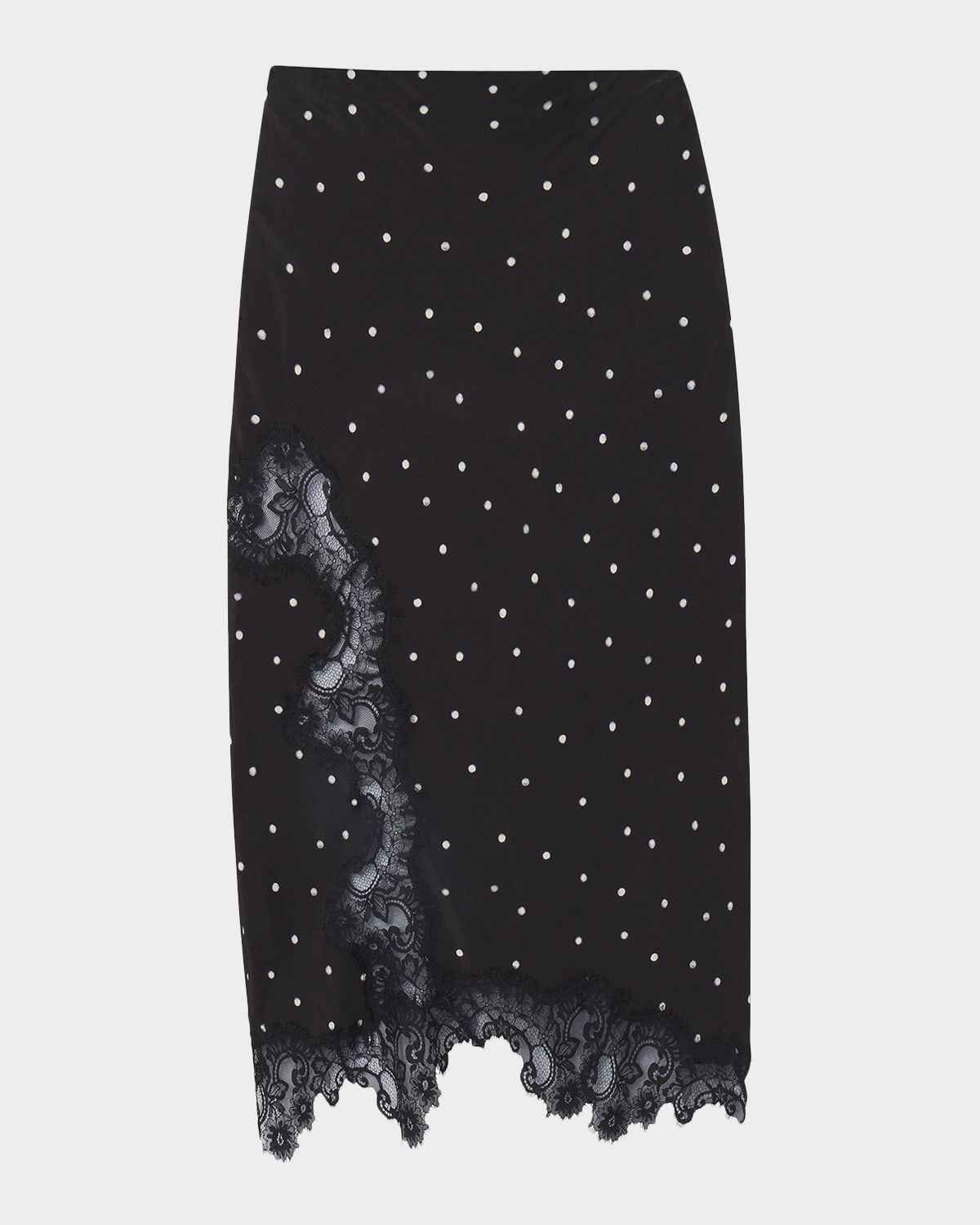 Olivia Polka-Dot Crepe and Lace Maxi Skirt