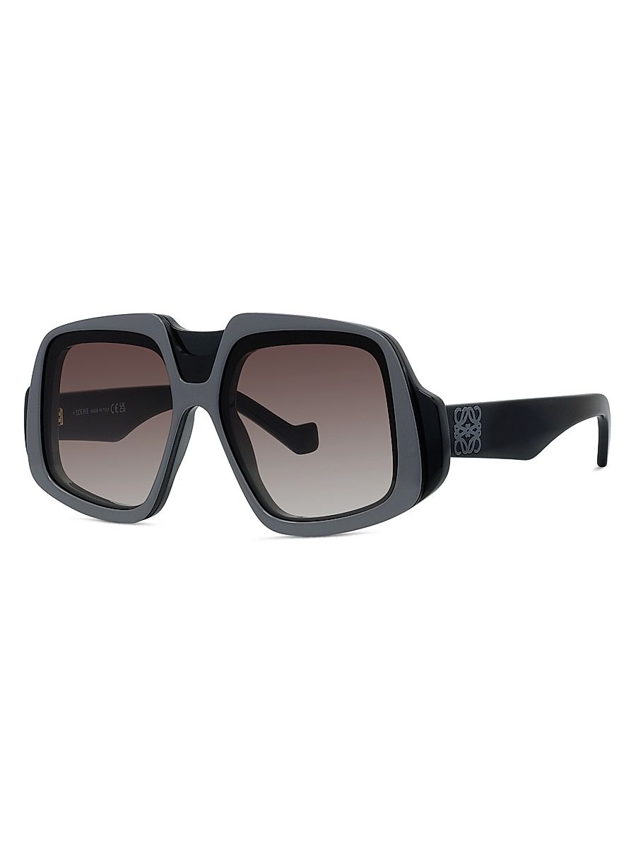 Men's Geometric Sunglasses - Shiny Black Gradient Bordeaux
