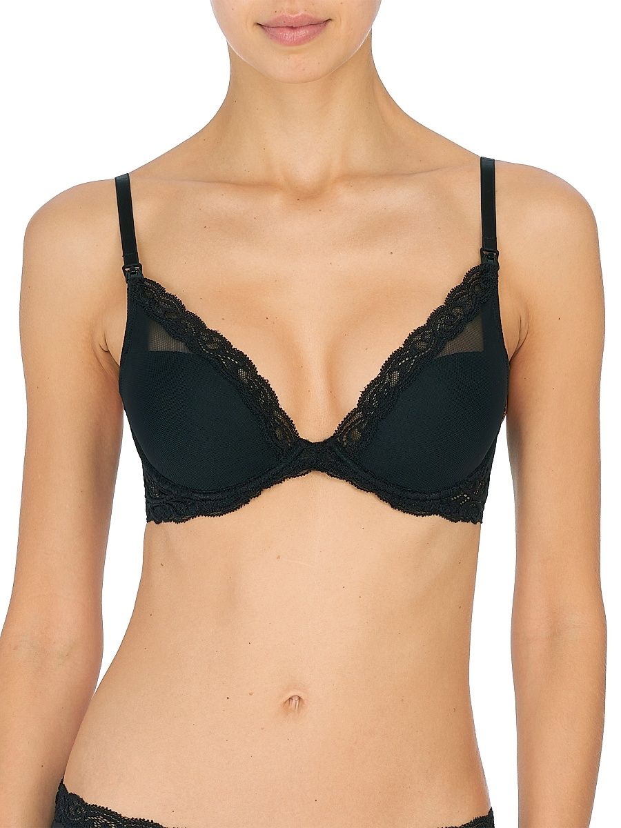 Women's Feathers Plunge Nursing T-Shirt Bra - Black - Size 32DD