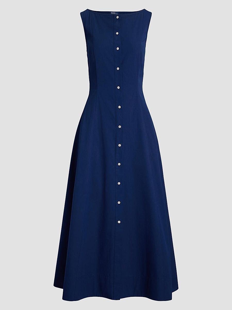 Women's Paneled Cotton Maxi Dress - East Side Royal - Size 8