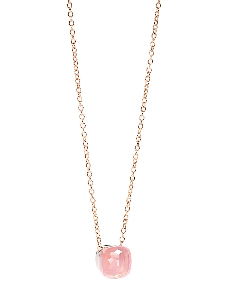 Women's Nudo 18K Rose Gold & White Gold & Rose Quartz Pendant Necklace - Rose Gold