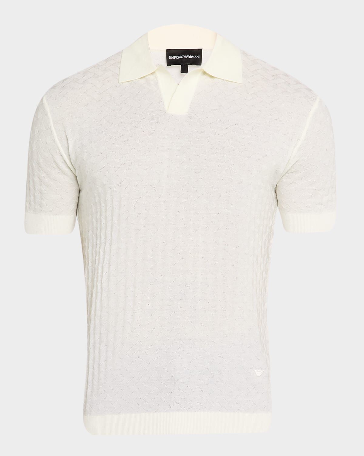 Men & apos;s Wool Basketweave Knit Polo Sweater