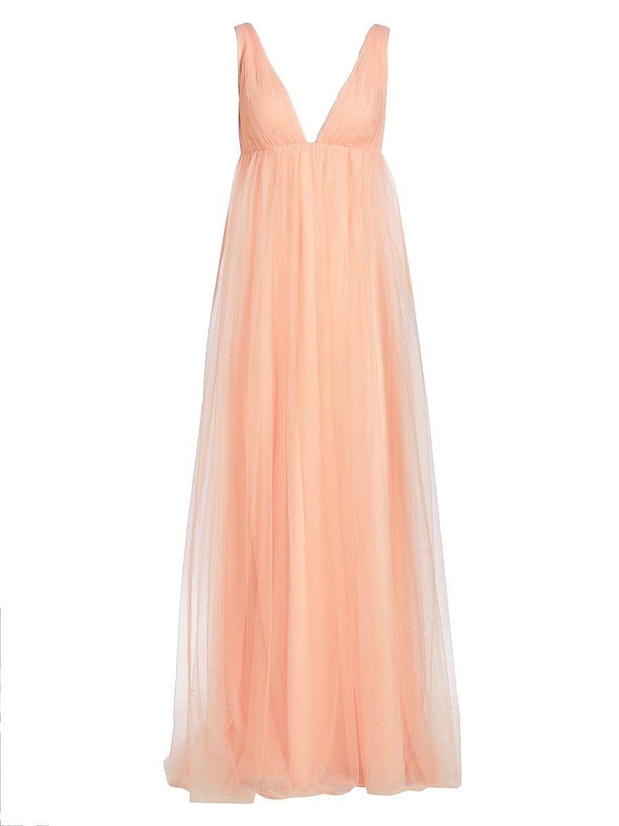 Women's Sabra Tulle Sleeveless Gown - Sepia - Size 16