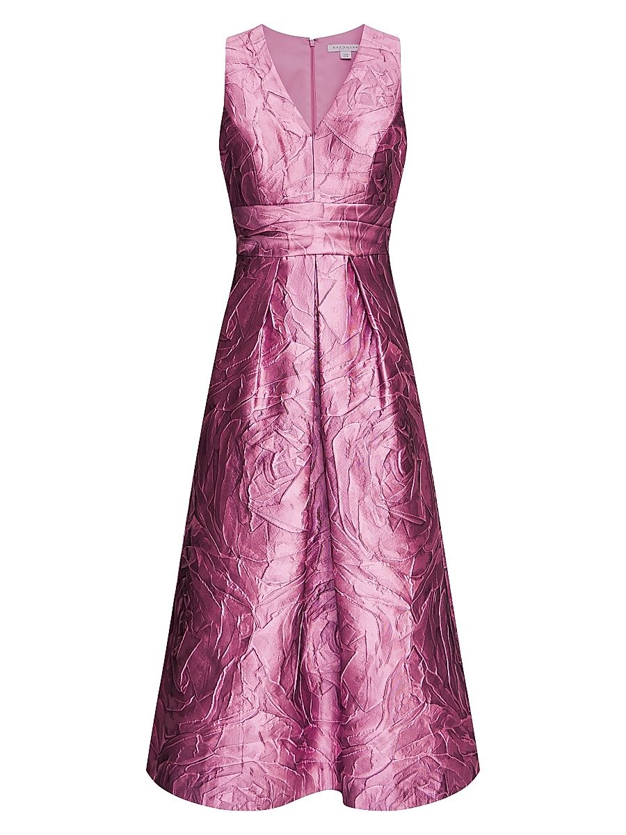 Women's Odetta Jacquard Satin Sleeveless Midi-Dress - Heather Rose - Size 18