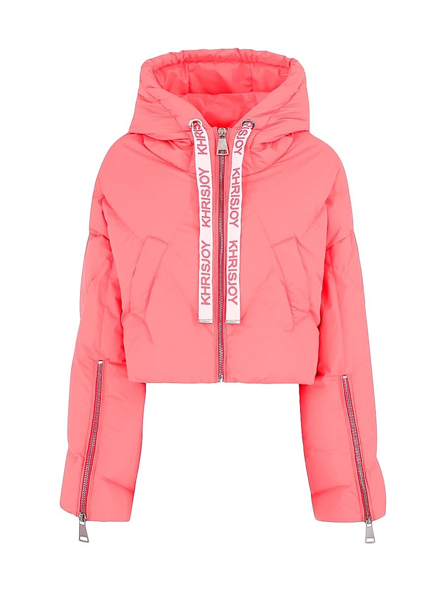 Women's Crop Iconic Milano Down Jacket - Rhodolite Fuchsia - Size 8