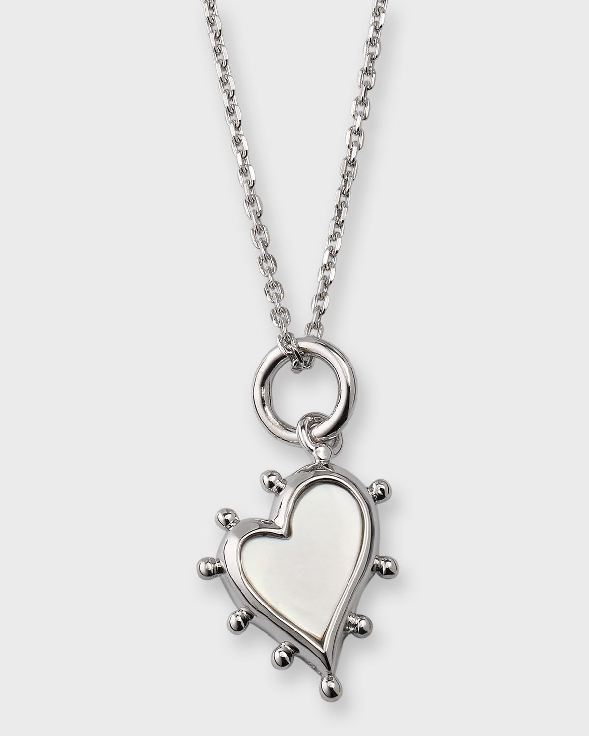 Sterling Silver Mother of Pearl Heart Pendant Necklace
