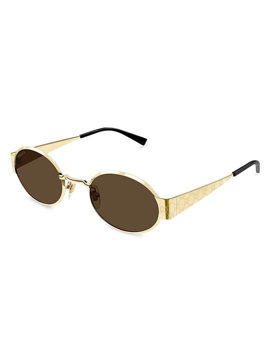 Women's GG Monogram 51MM Metal Oval Sunglasses - Gold