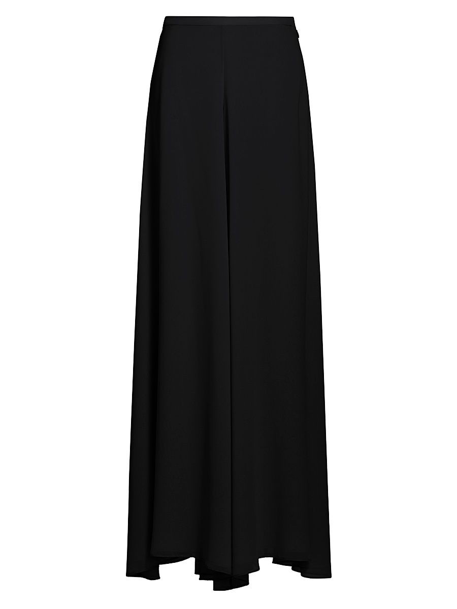 Women's Georgette Wide-Leg Pants - Black - Size 8