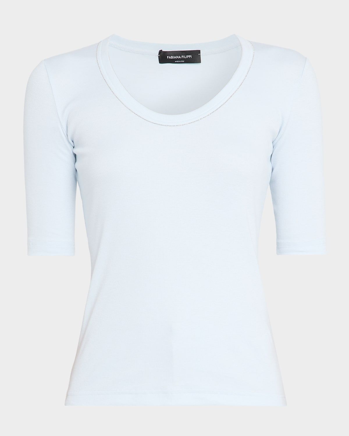 Shimmer-Trim Ribbed Jersey T-Shirt