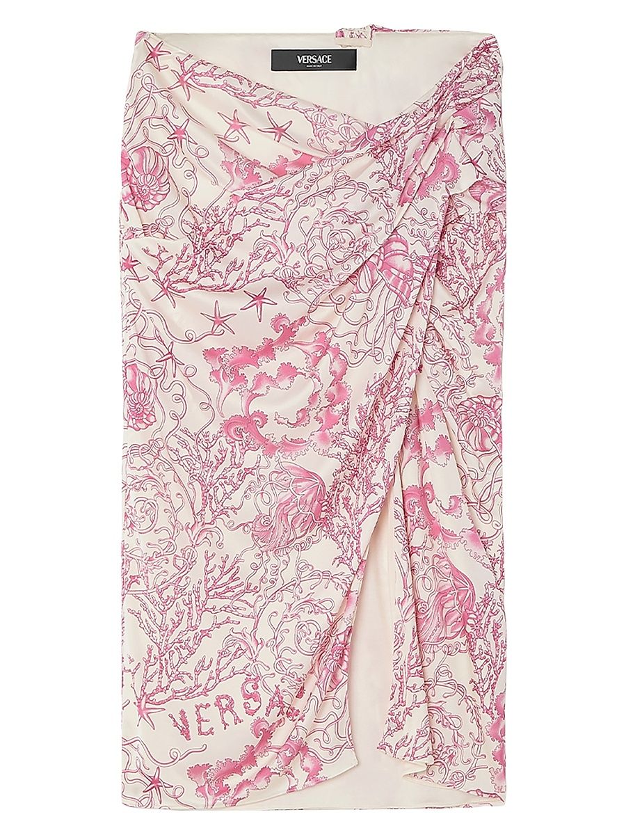 Women's Underwater Barocco Drape Skirt - Eggshell Dragonfruit - Size 8