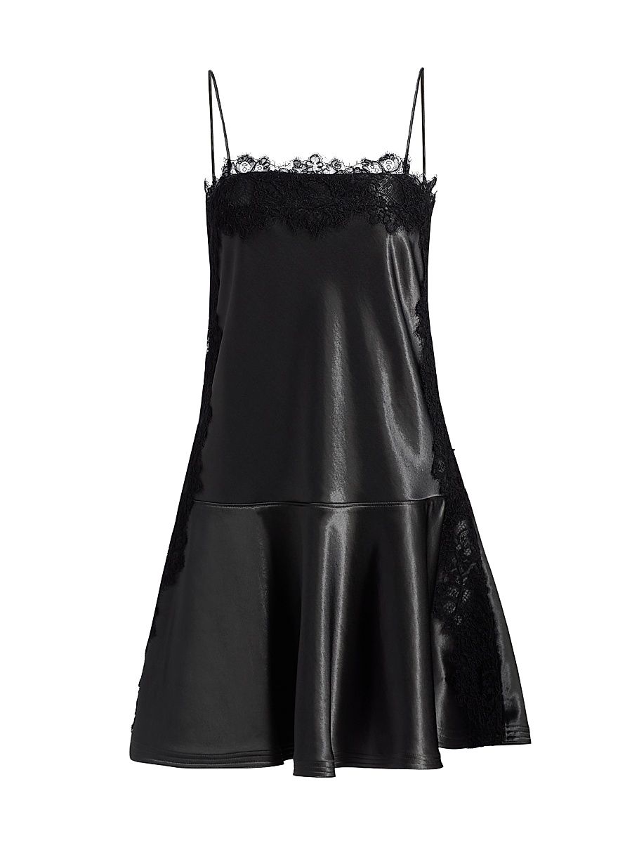 Women's Lace-Trim Cami Minidress - Slate - Size 12