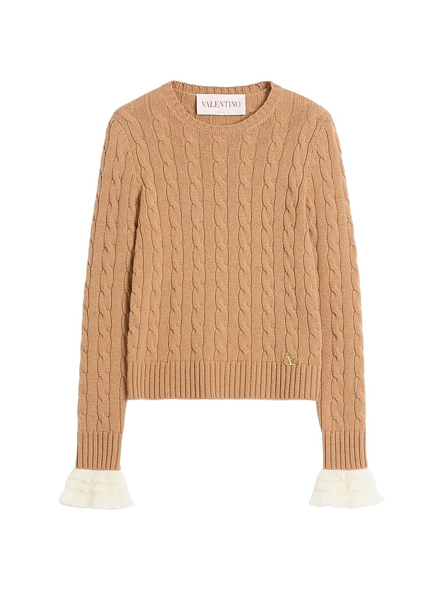 Women's Cashmere Sweater - Camel Ivory - Size XS