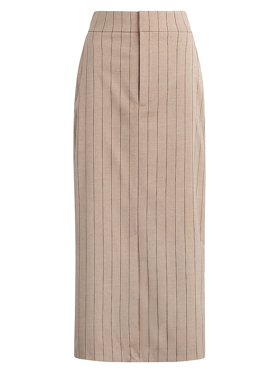 Women's The Meyer Pinstripe Midi Skirt - Natural Pinstripe - Size 4