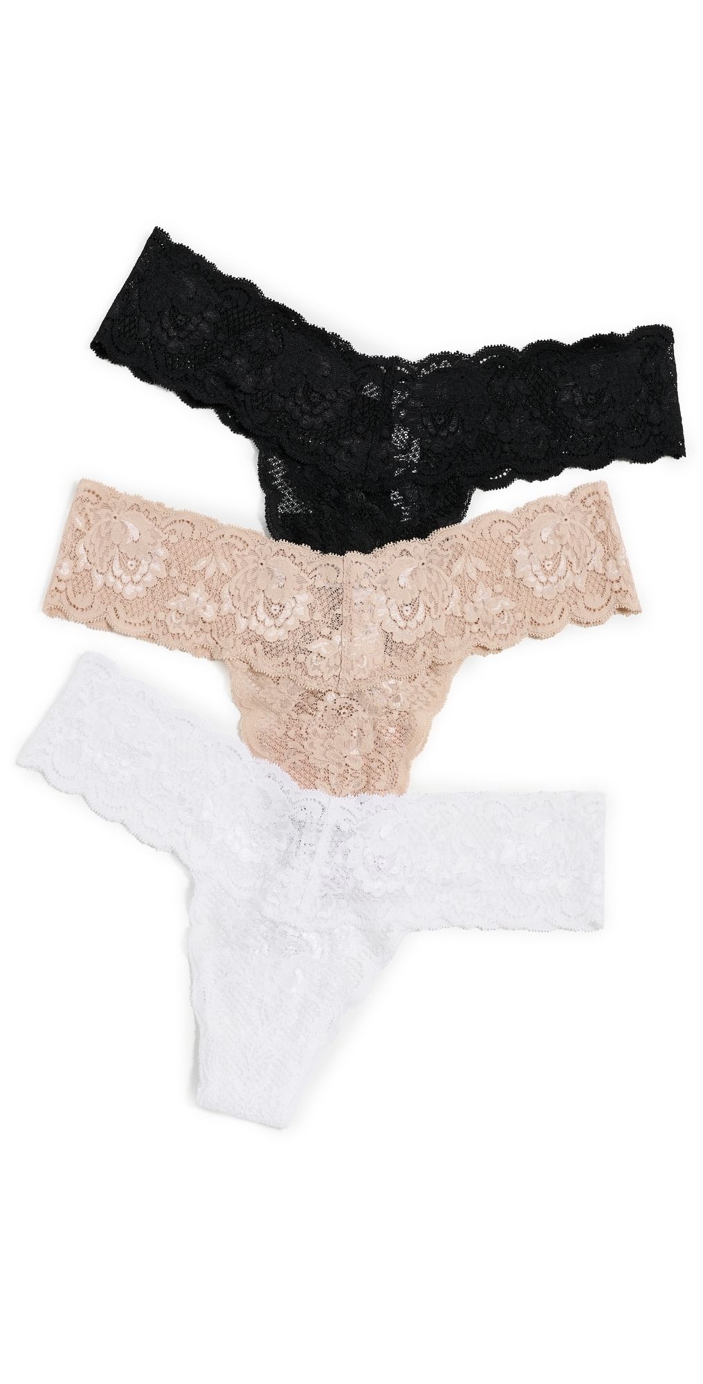 Cosabella Never Say Never 3 Pack Low Rise Thong Black Sette White One Size