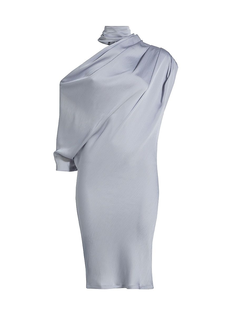 Women's Siren Draped Satin Minidress - Steel - Size Small