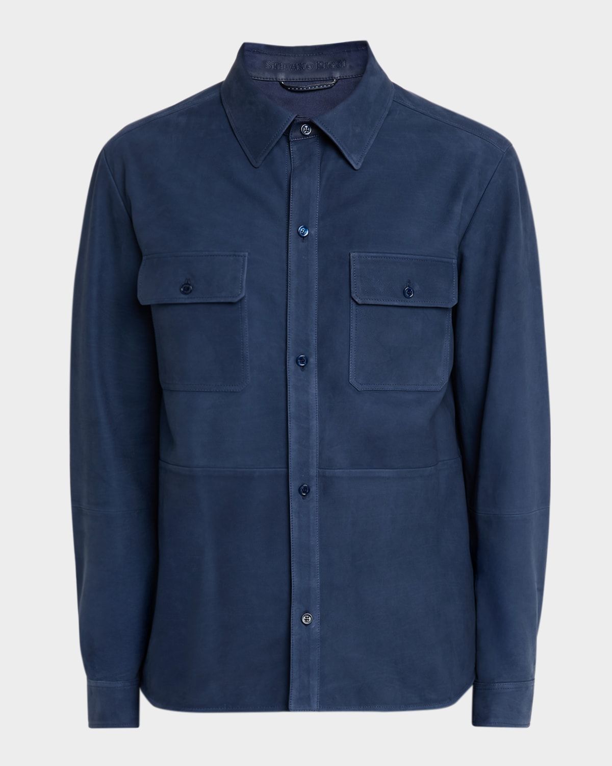 Men & apos;s Nubuck Leather Button-Front Shirt