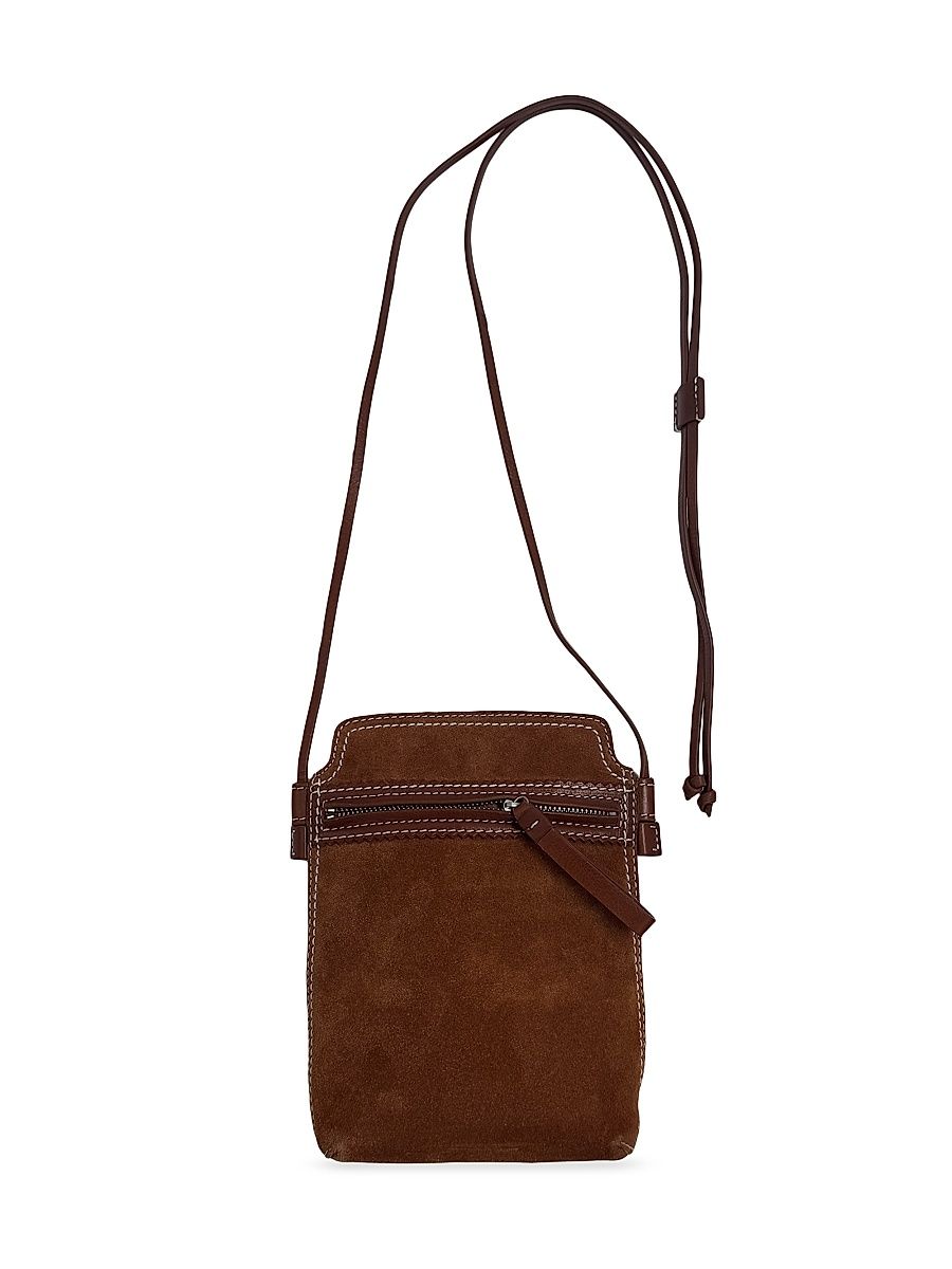 Men's Suede Crossbody Bag - Tan