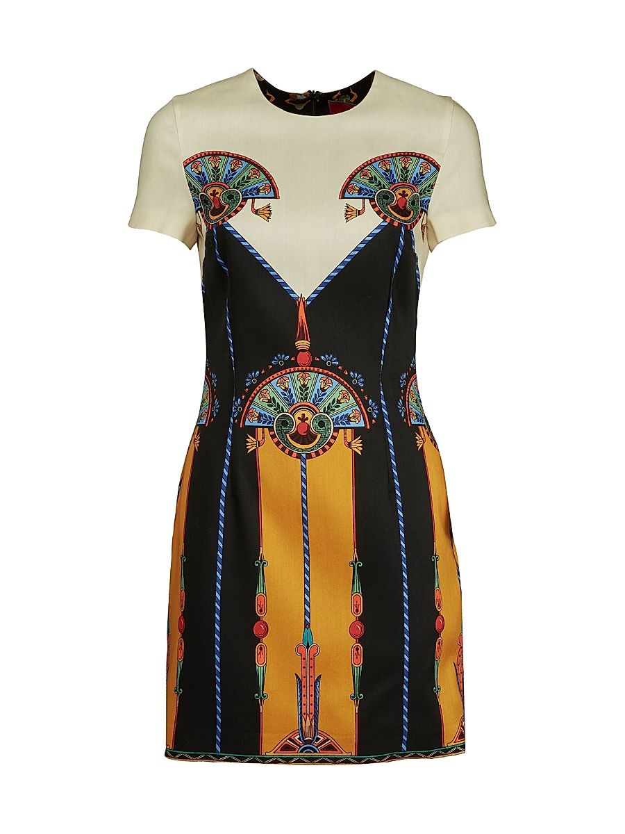 Women's Tgif Short Sleeves Dress - Aswan Placee Ivory - Size XS