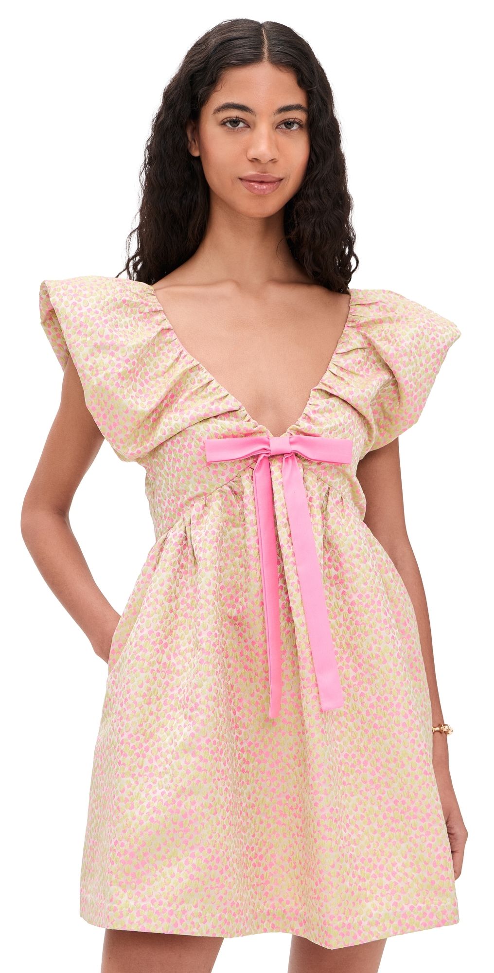 endless rose Jacquard Mini Dress Pink/Green S