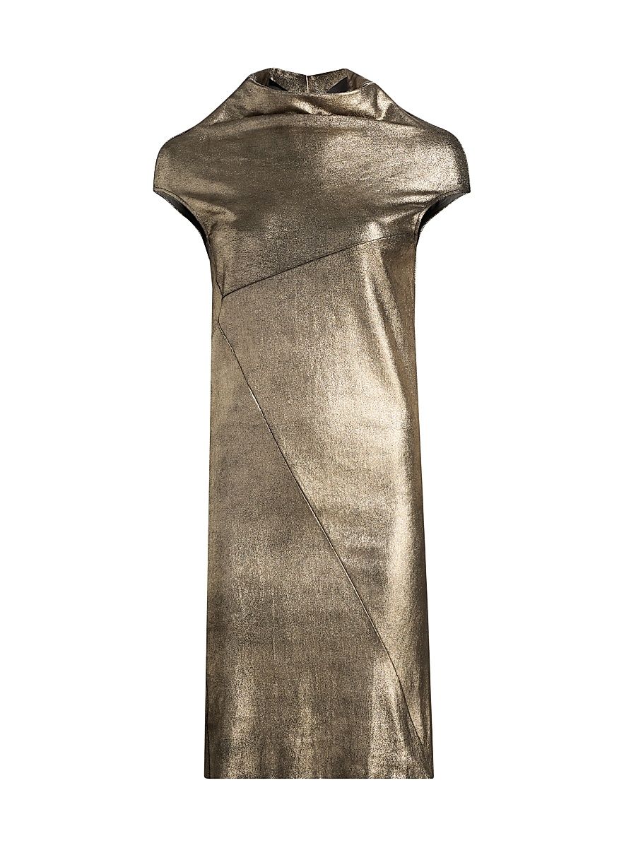 Women's Aggy Metallic Leather & Cotton-Blend Knee-Length Dress - Gold - Size 2