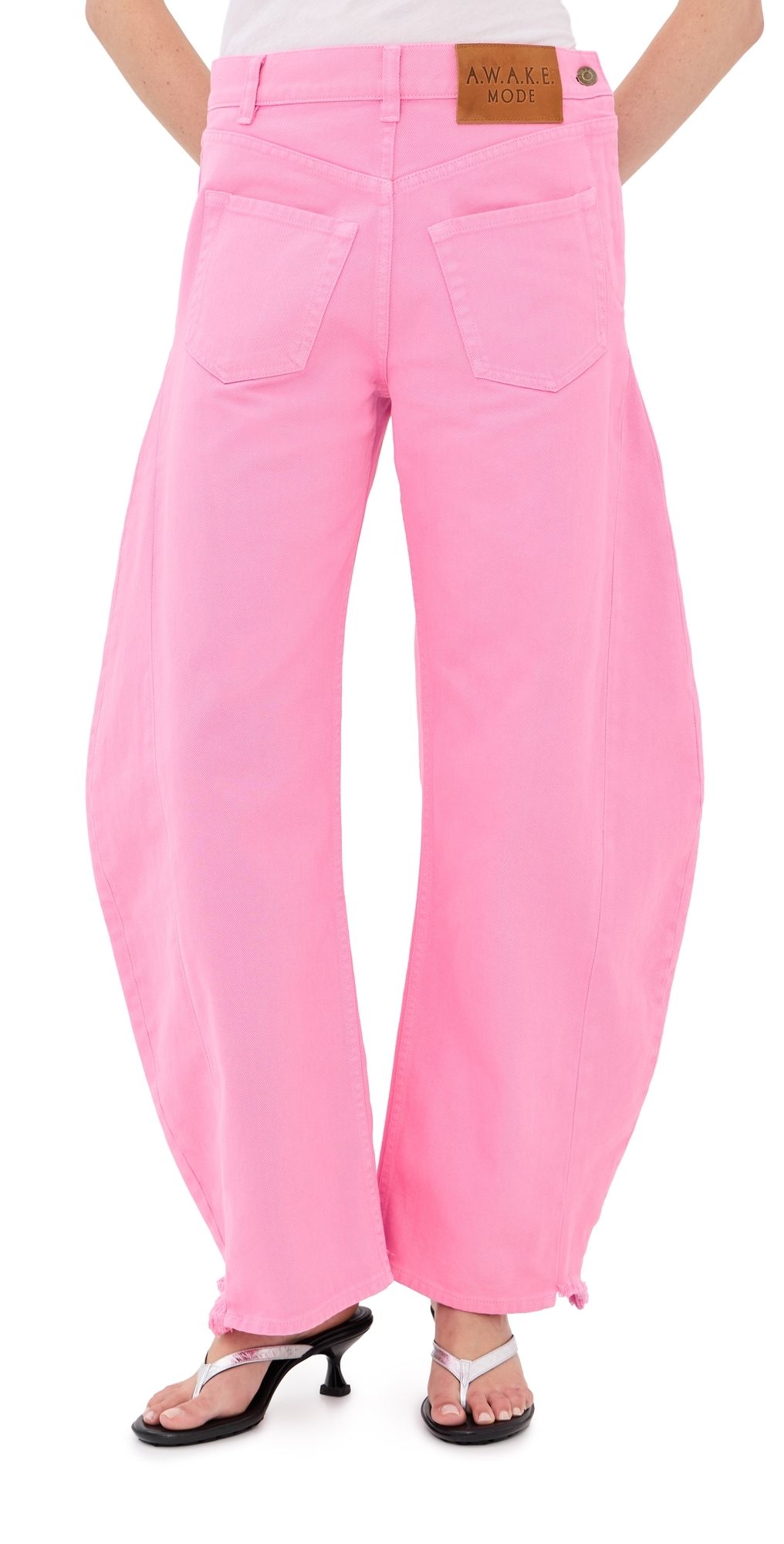 A. W.A. K.E. MODE Mirror Jeans with Side Inserts Pink 34