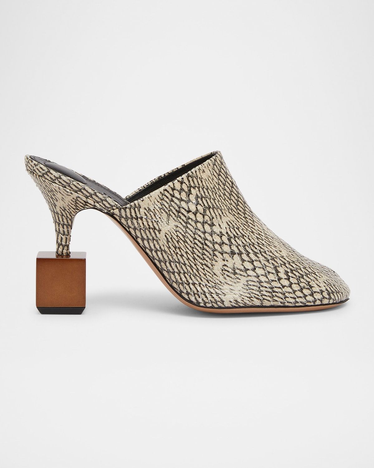 Les Bisou Leather Cube-Heel Mules