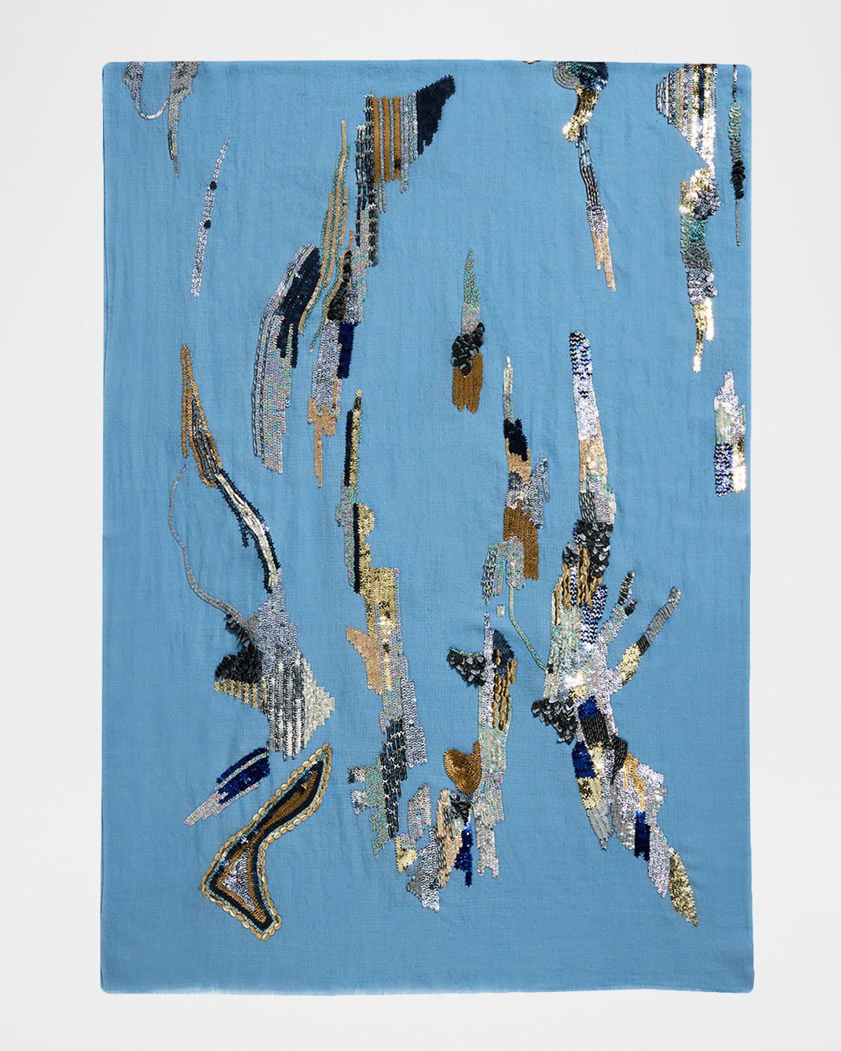 Galactic Legacy Sequin-Embroidered Merino Wool Scarf