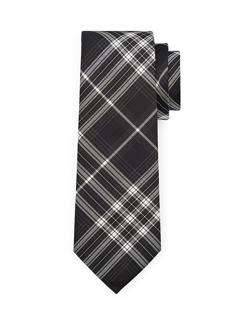 Men's Silk Seasonal Check Tie - Black White