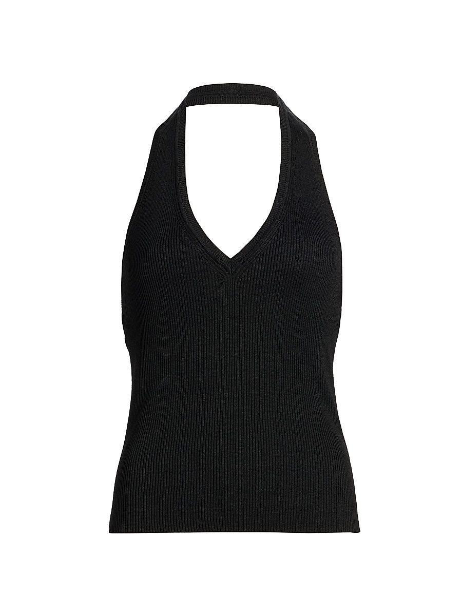 Nili Lotan Women's Ivey Silk Knit Halter Top - Black - Size XL