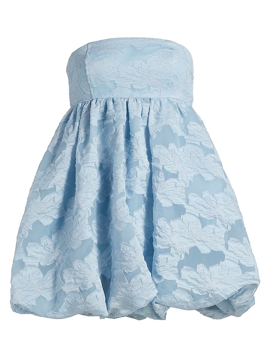 Women's Floral Jacquard Organza Bubble-Hem Minidress - Sky Way - Size 4